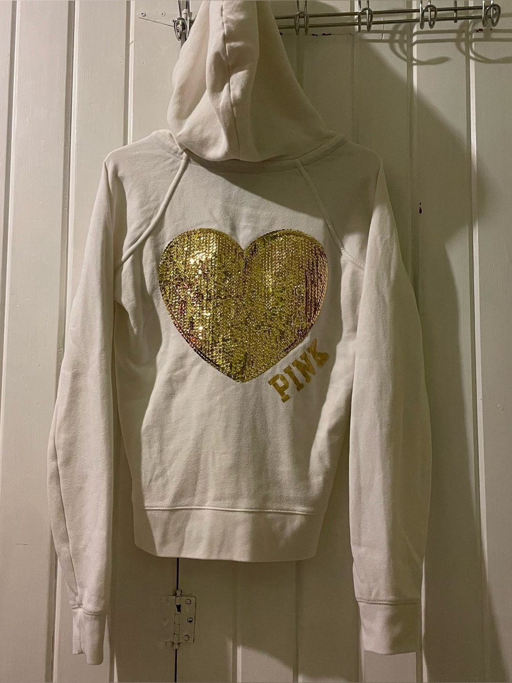 VS. PINK Y2K bling heart hoodie-medium EUC